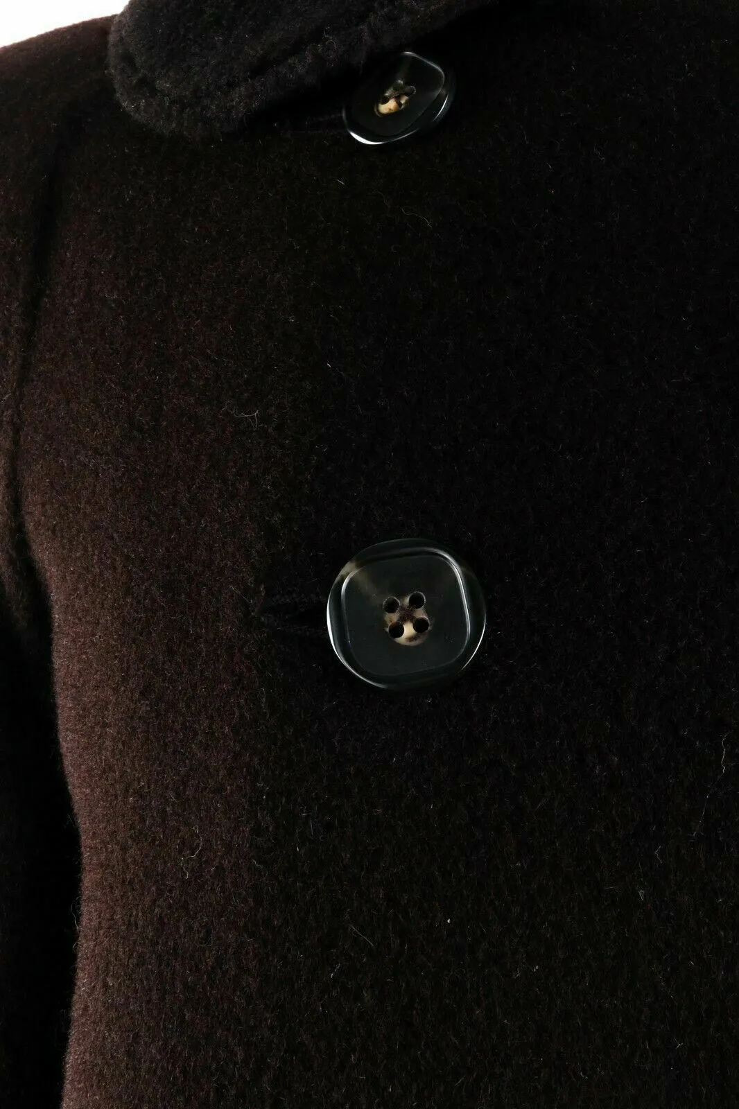 Women's FACONNABLE Dark Brown Wool Angora Double-Breasted Overcoat Size s