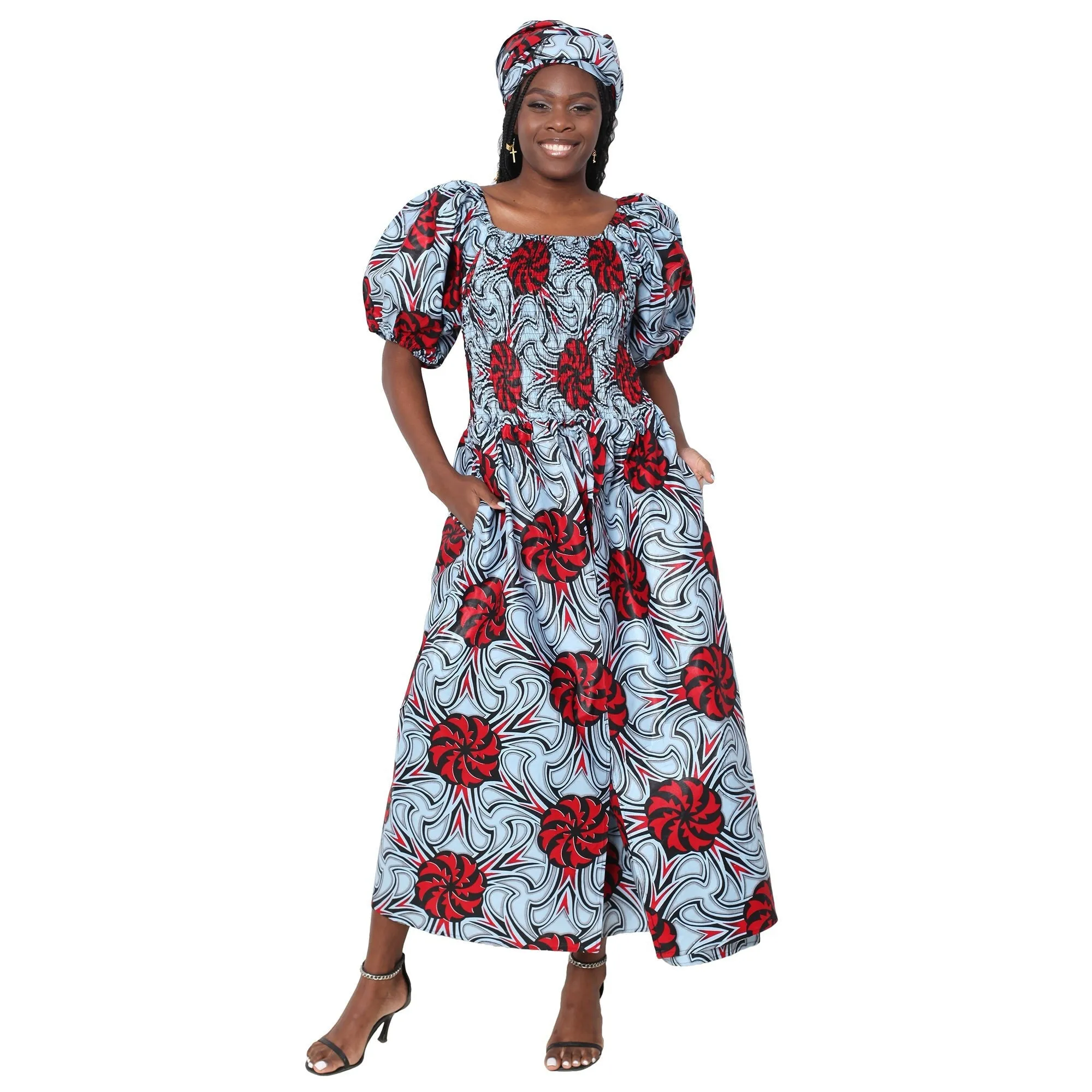 Women's Short Sleeve Maxi Dress with High Slit -- FI-3130