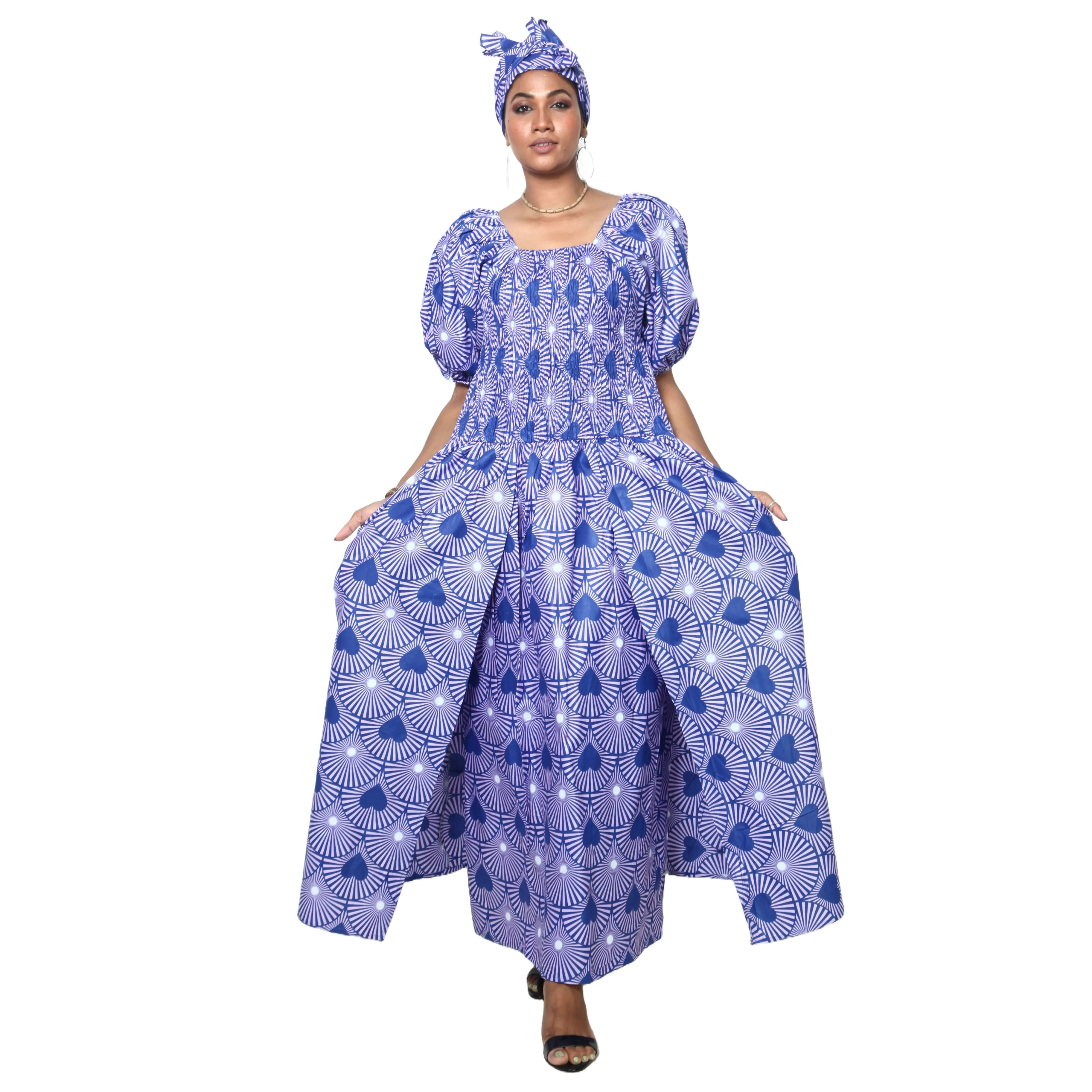 Women's Short Sleeve Maxi Dress with High Slit -- FI-3130