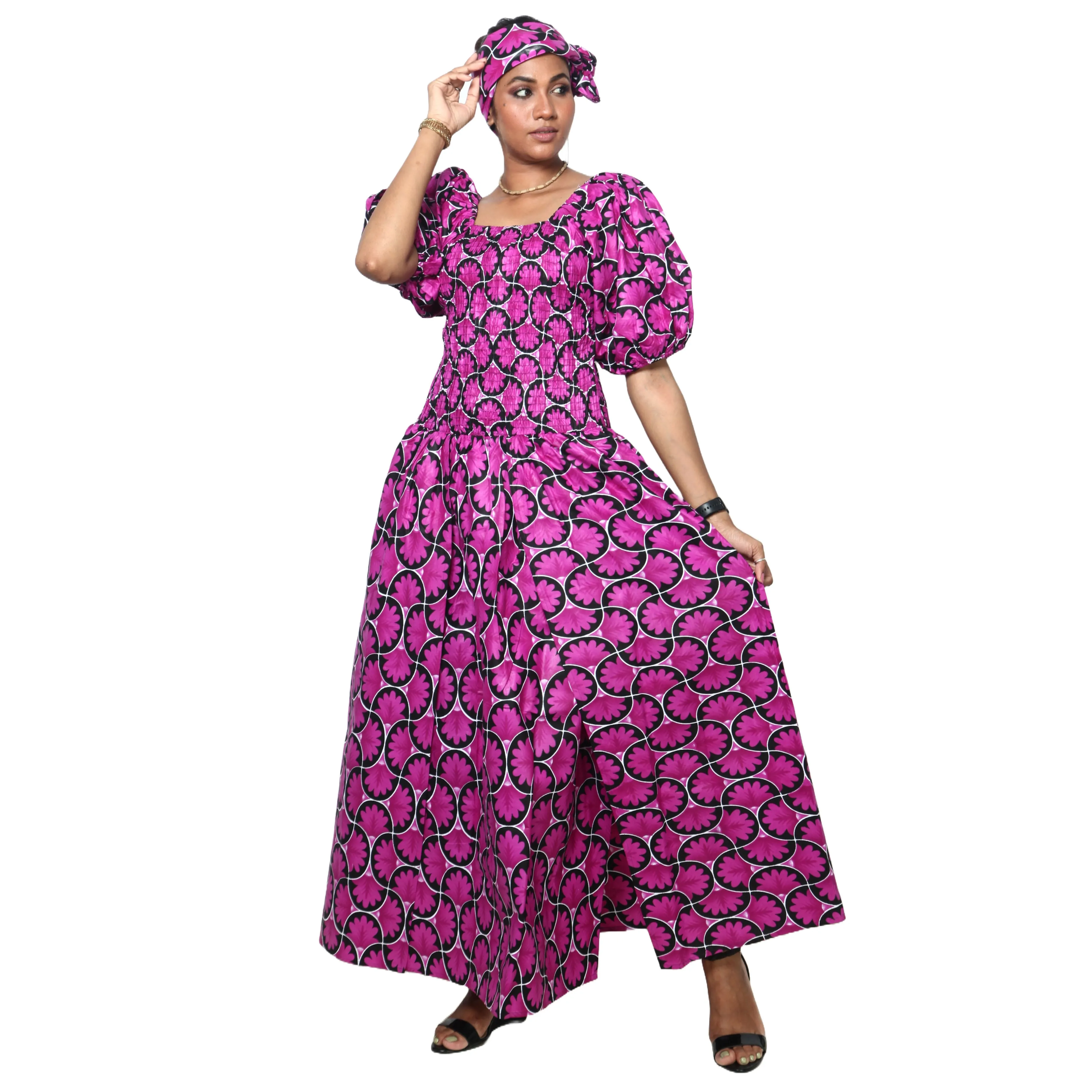 Women's Short Sleeve Maxi Dress with High Slit -- FI-3130