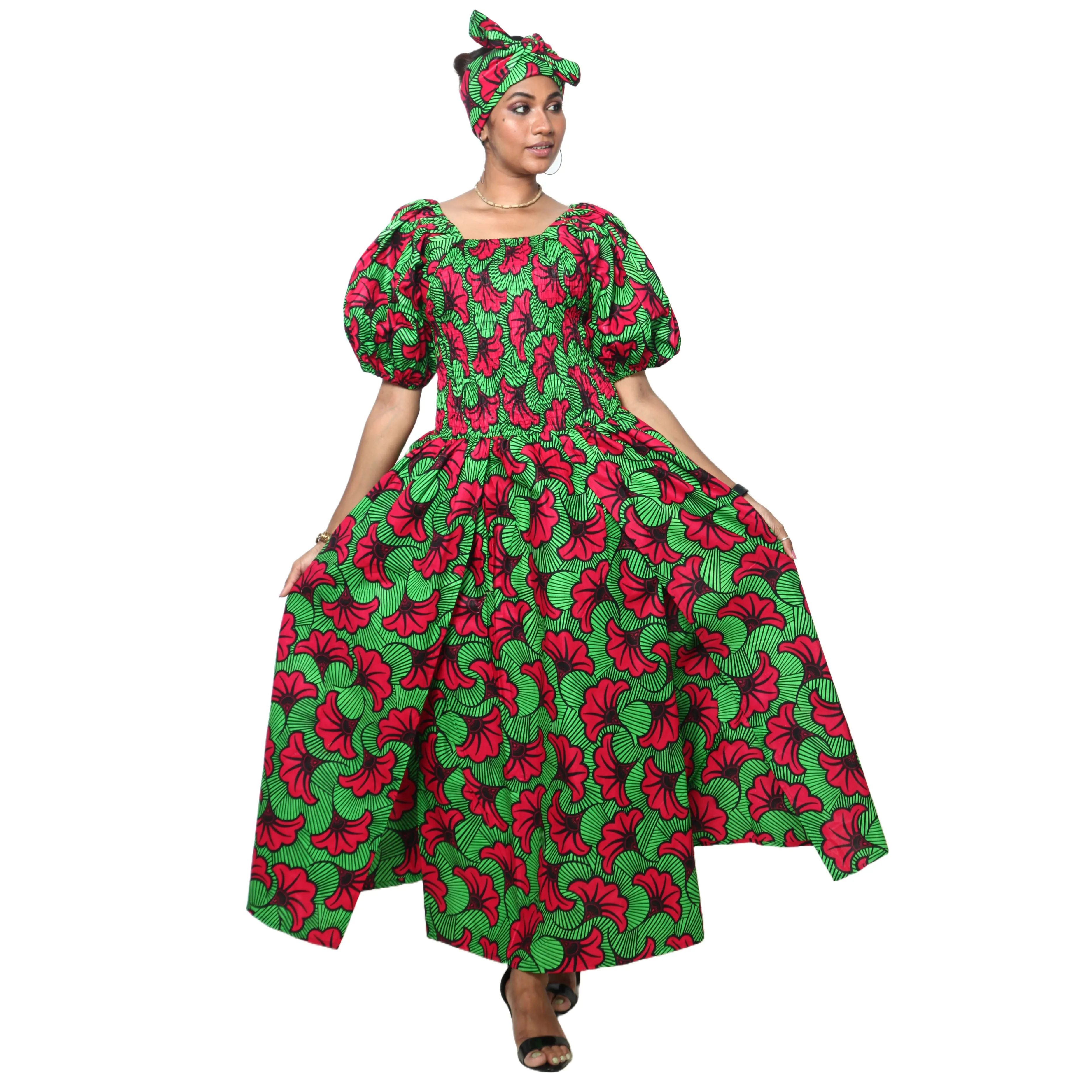 Women's Short Sleeve Maxi Dress with High Slit -- FI-3130