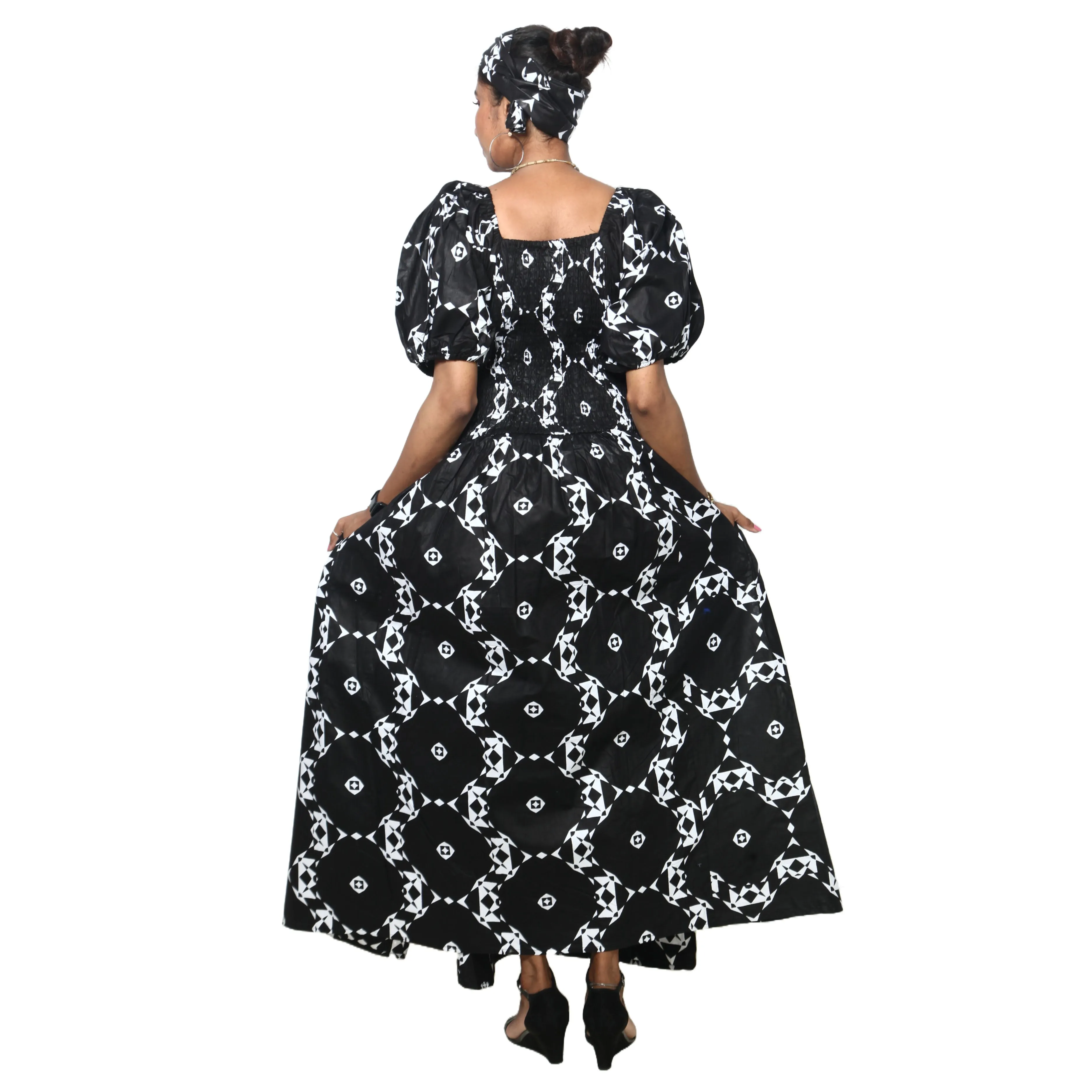 Women's Short Sleeve Maxi Dress with High Slit -- FI-3130