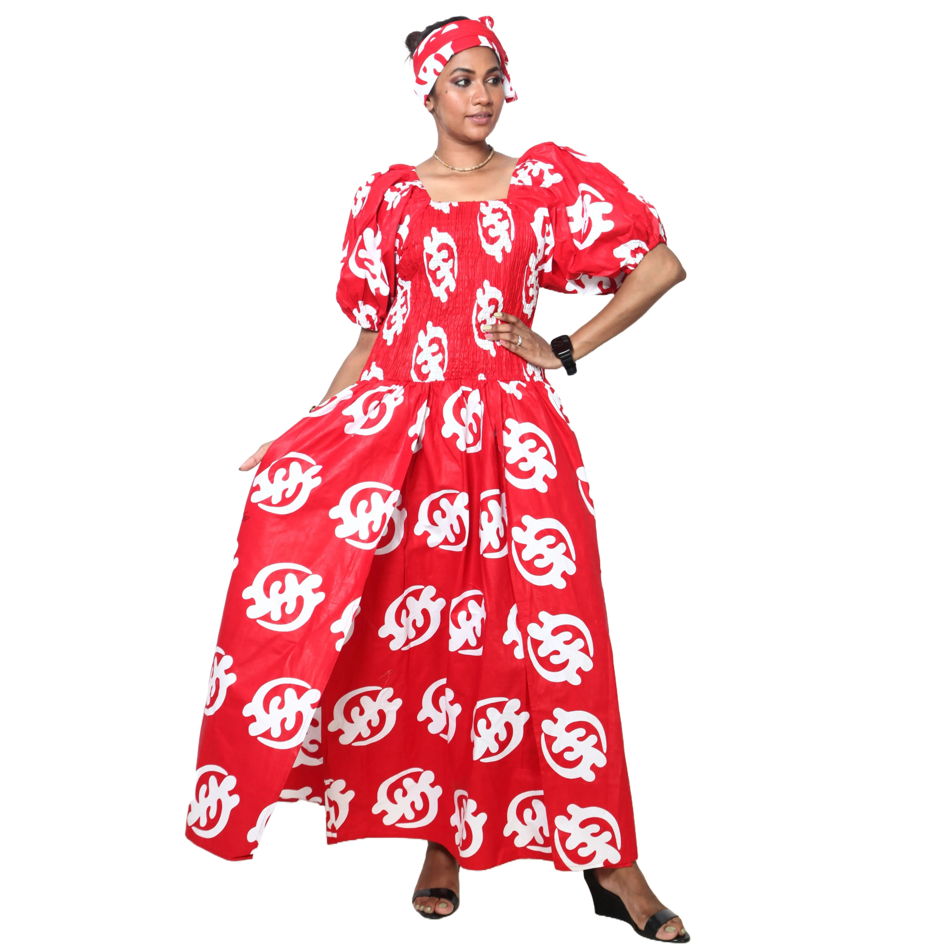 Women's Short Sleeve Maxi Dress with High Slit -- FI-3130