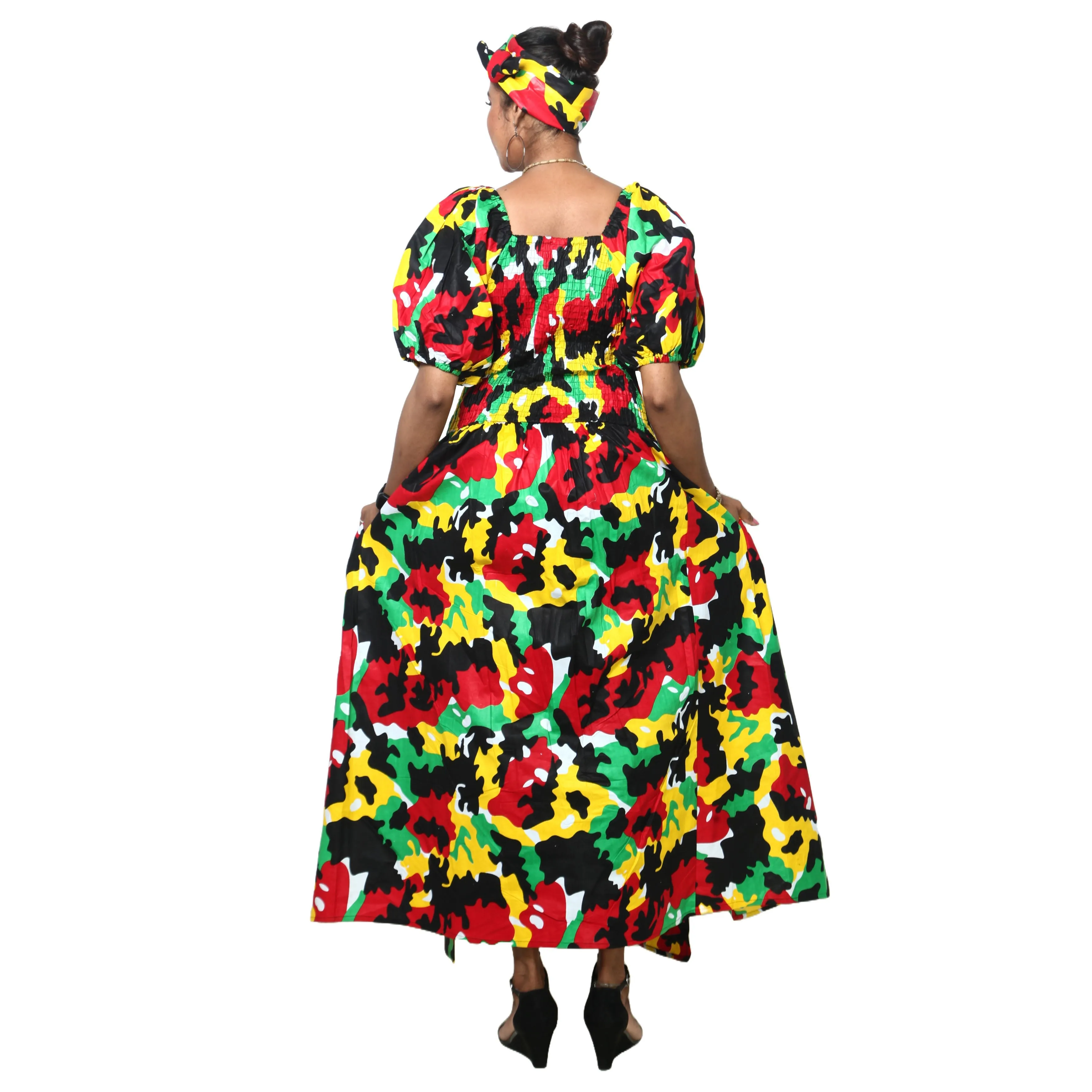 Women's Short Sleeve Maxi Dress with High Slit -- FI-3130