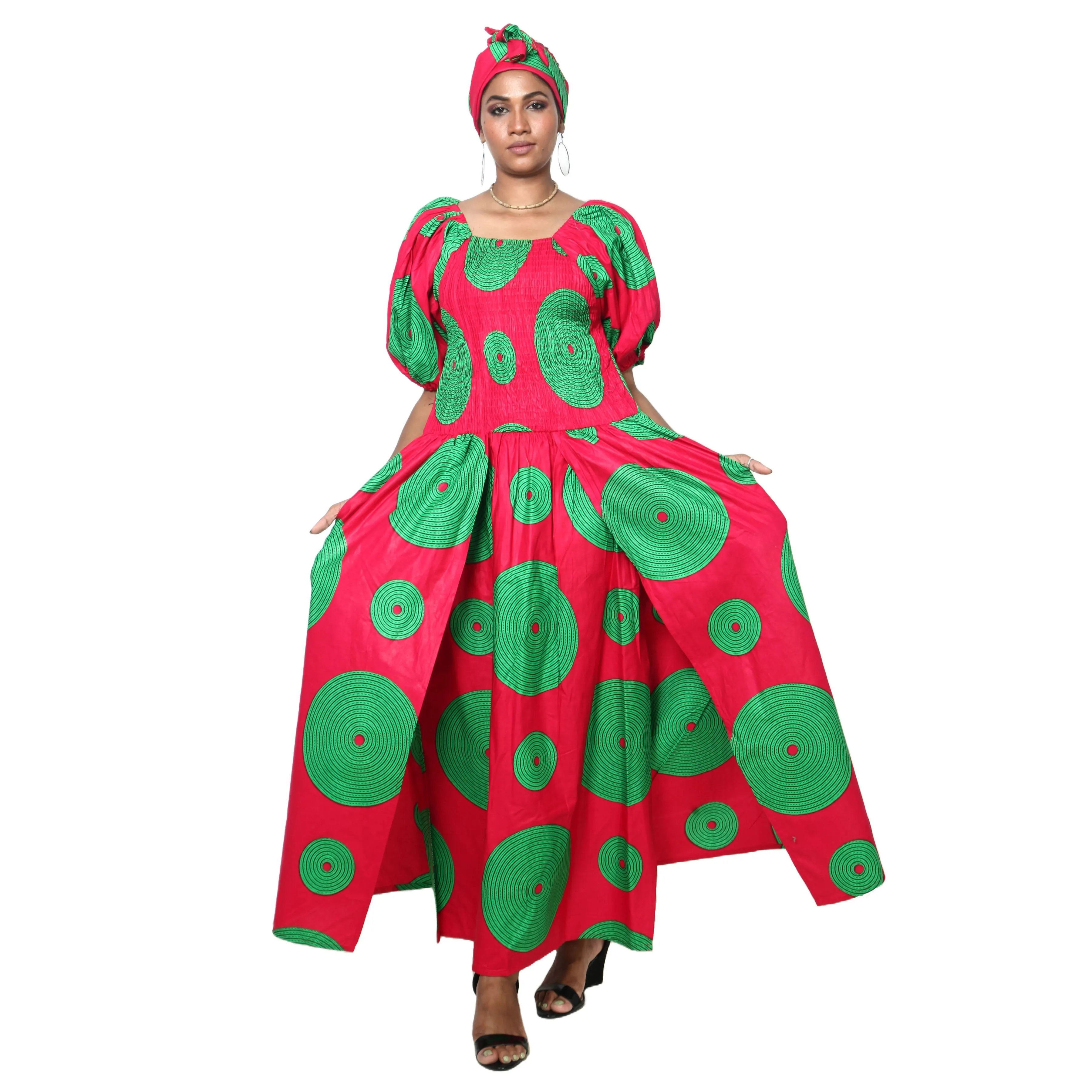 Women's Short Sleeve Maxi Dress with High Slit -- FI-3130