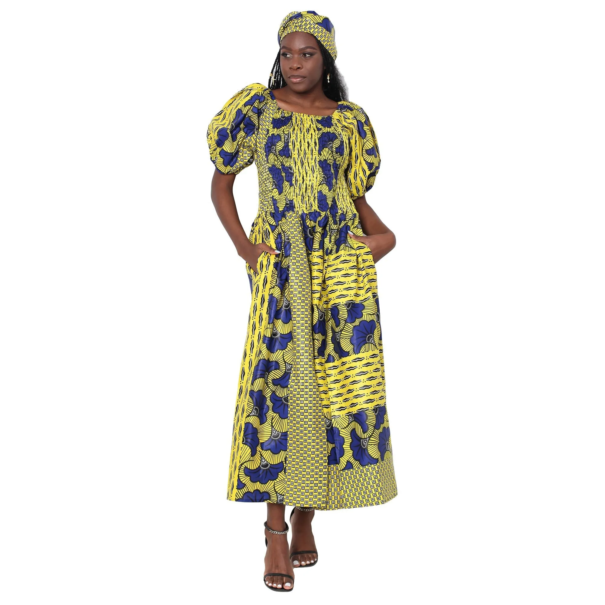 Women's Short Sleeve Maxi Dress with High Slit -- FI-3130