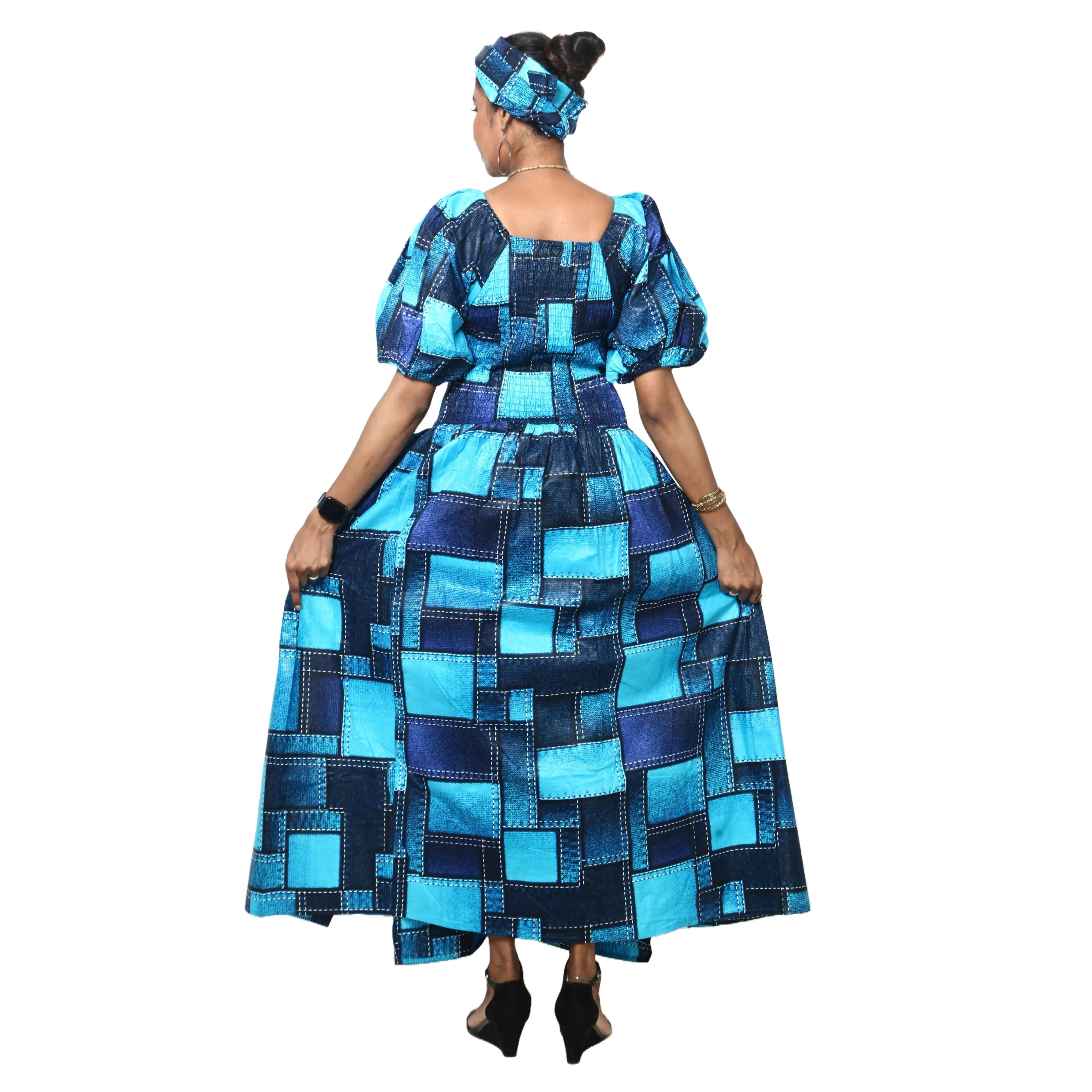 Women's Short Sleeve Maxi Dress with High Slit -- FI-3130