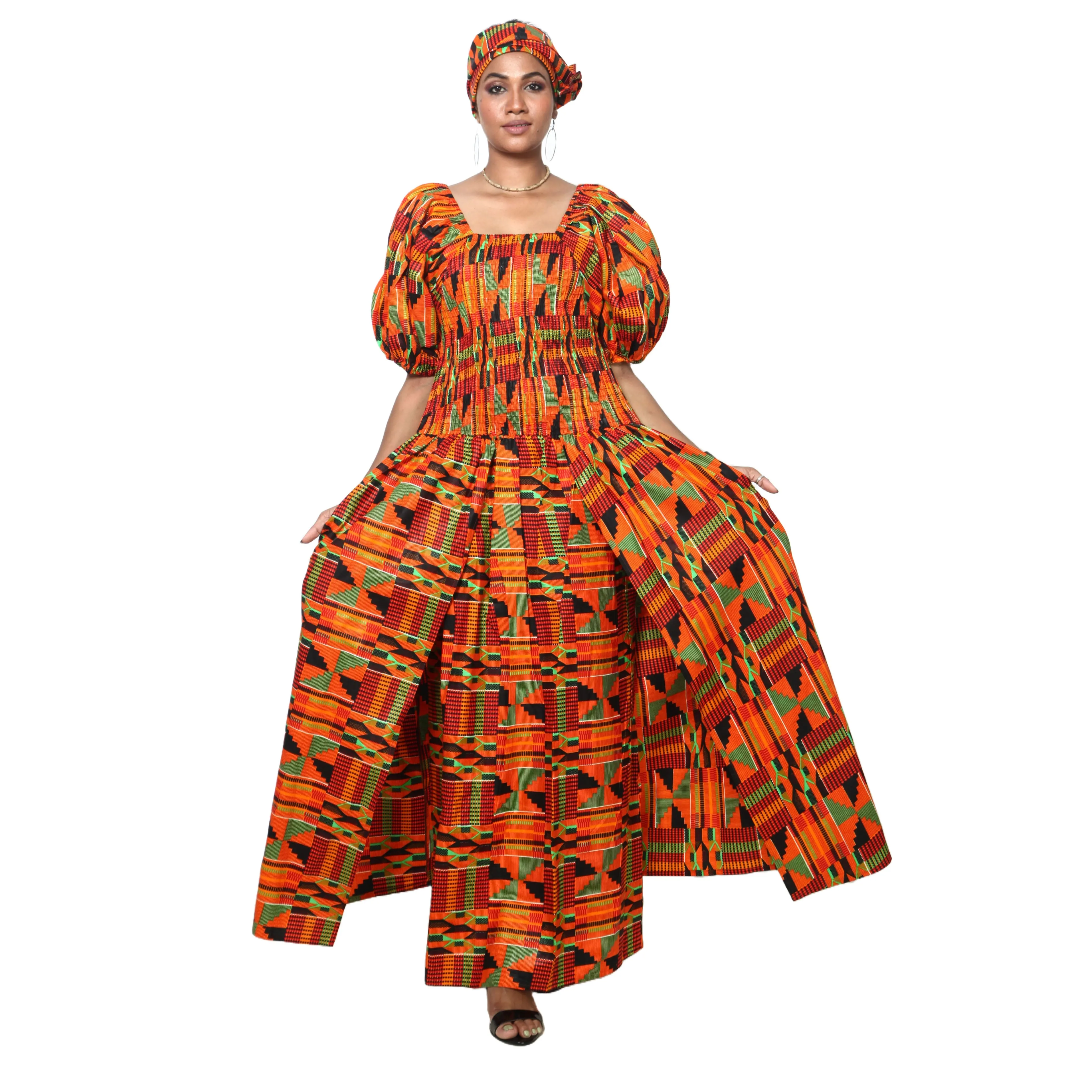 Women's Short Sleeve Maxi Dress with High Slit -- FI-3130