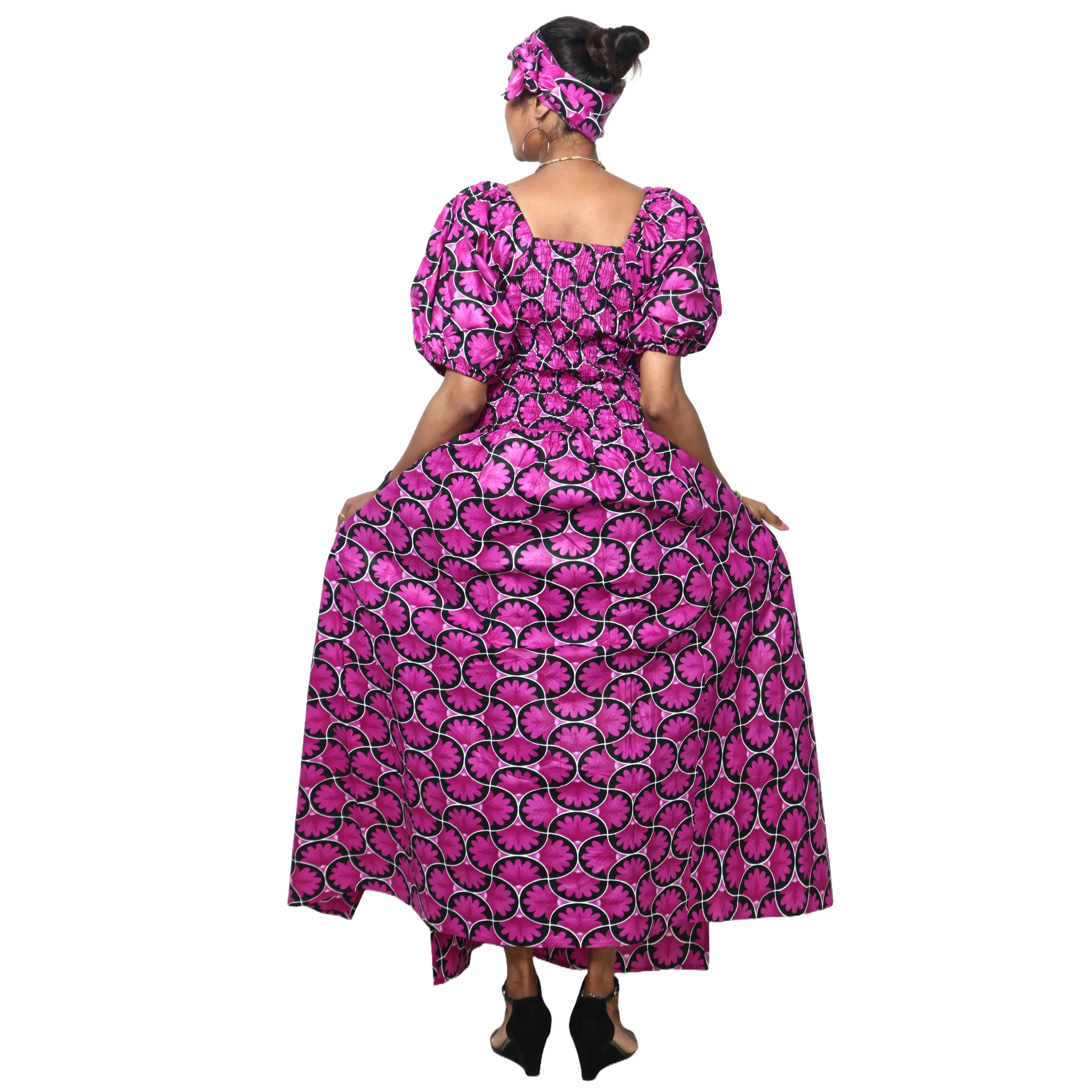 Women's Short Sleeve Maxi Dress with High Slit -- FI-3130