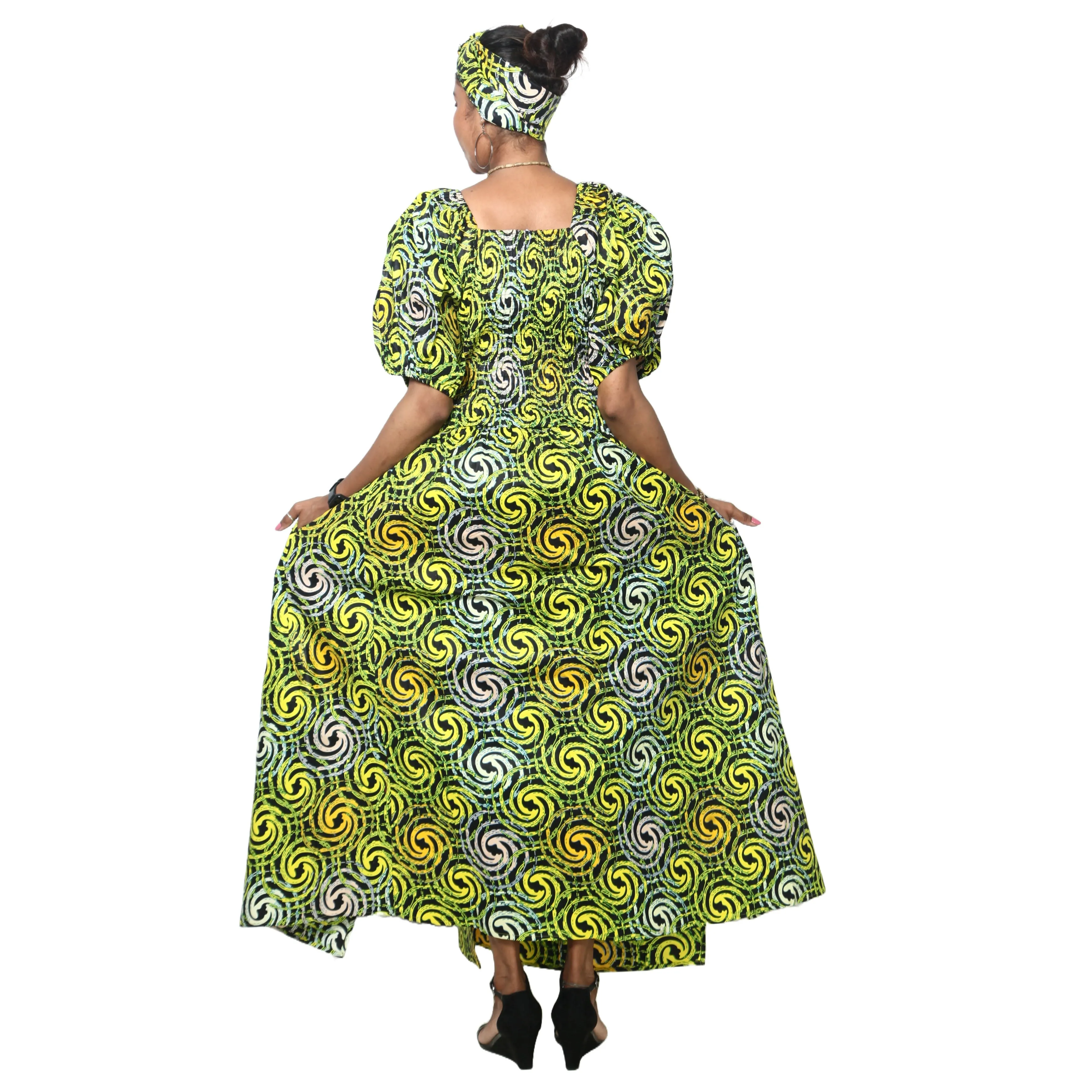 Women's Short Sleeve Maxi Dress with High Slit -- FI-3130