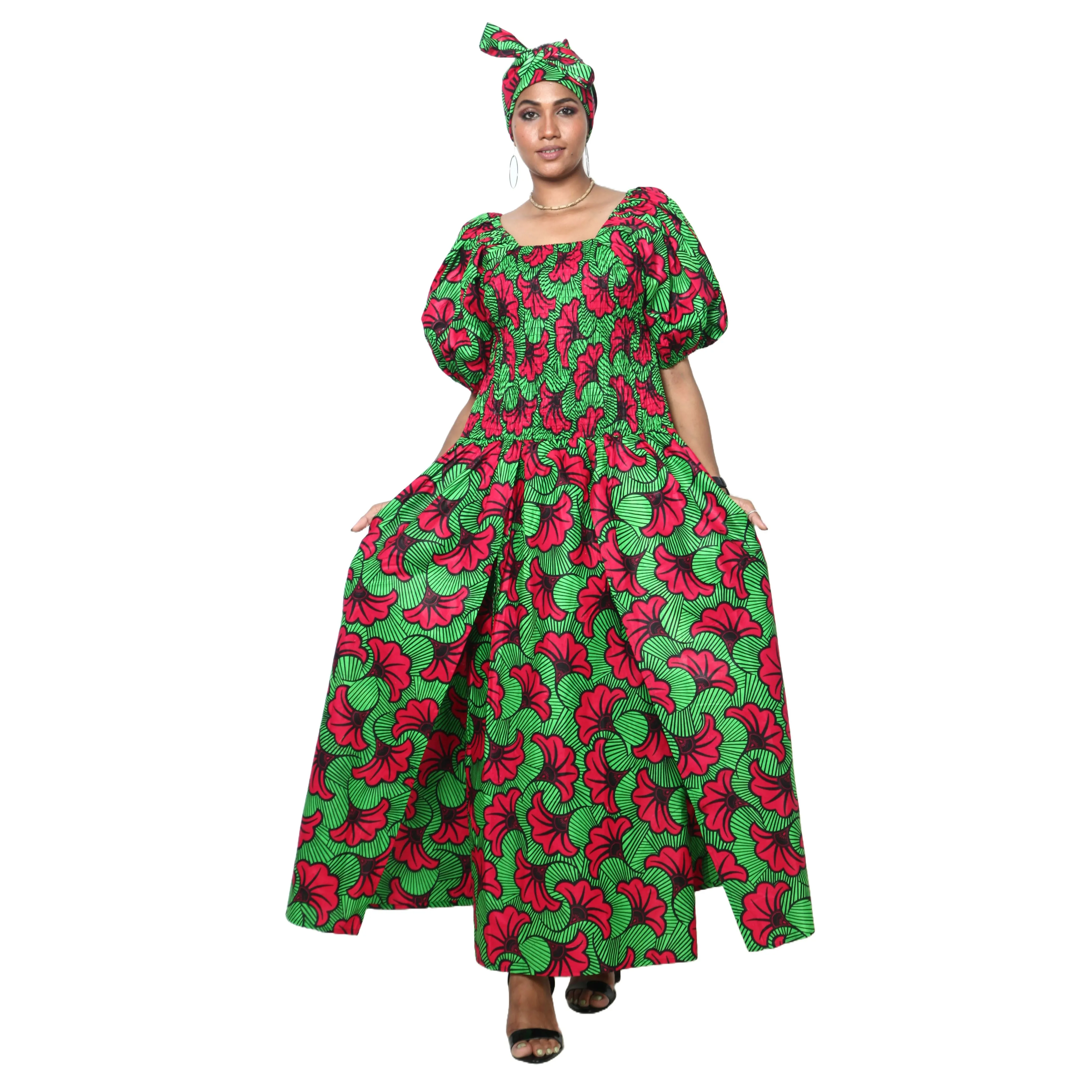 Women's Short Sleeve Maxi Dress with High Slit -- FI-3130