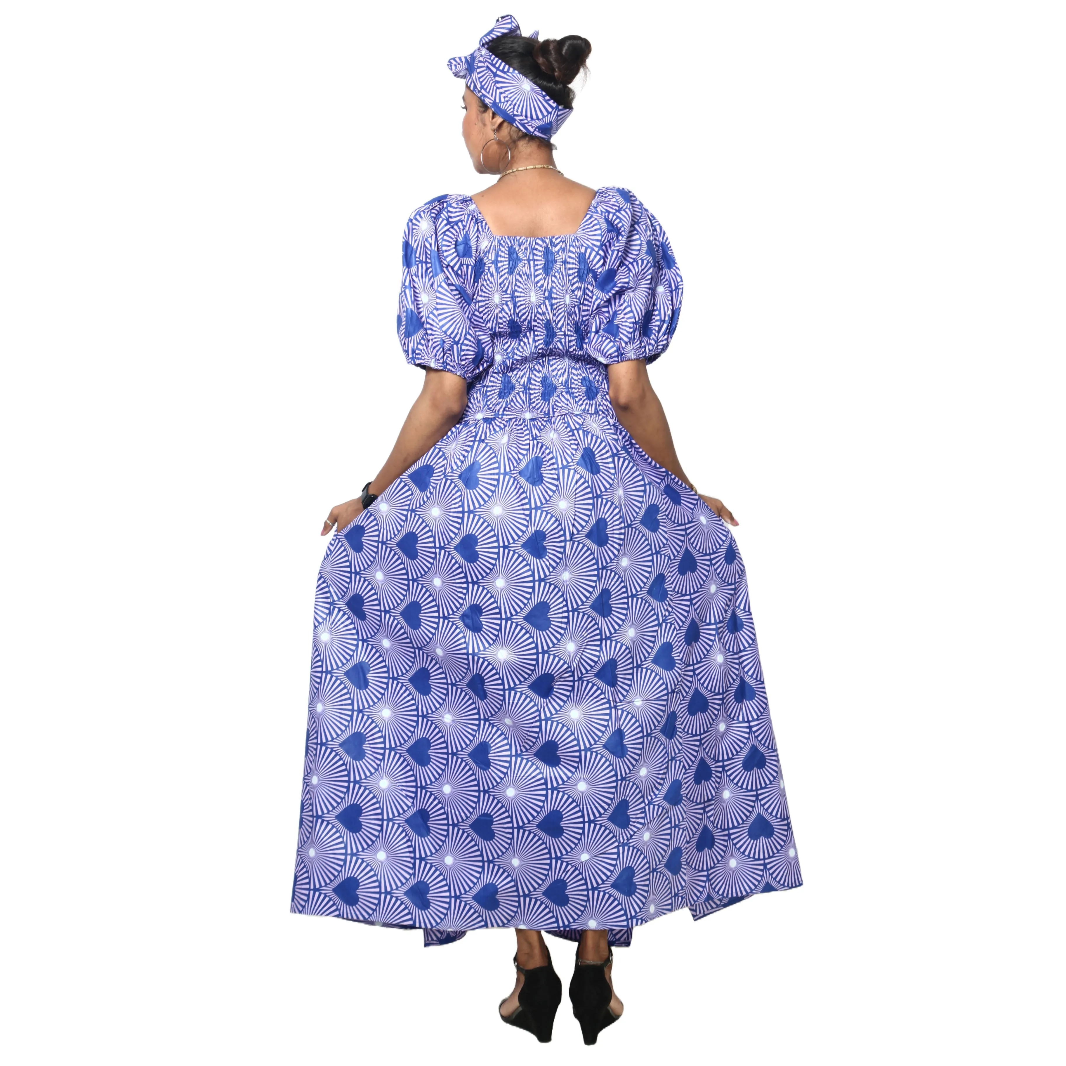 Women's Short Sleeve Maxi Dress with High Slit -- FI-3130