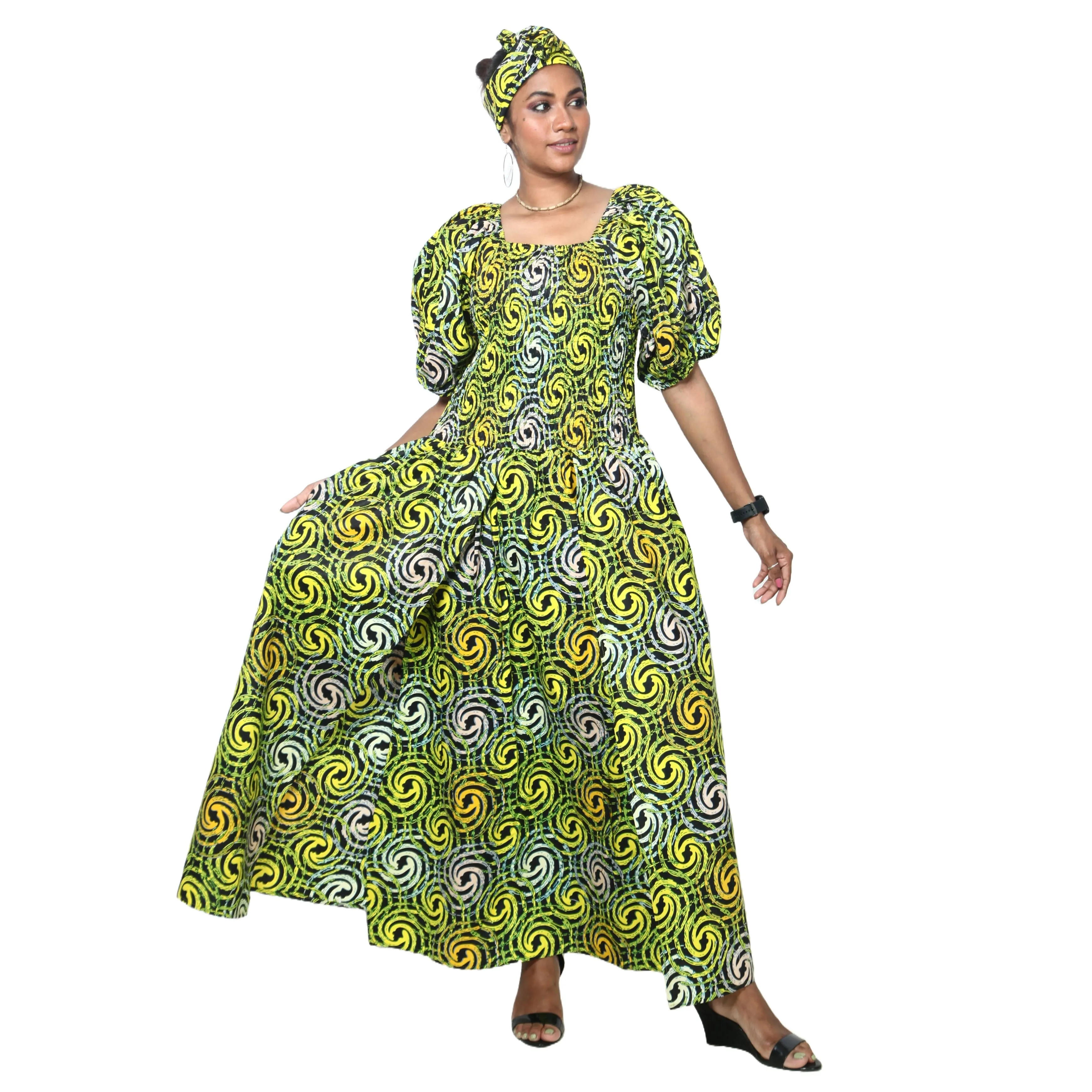 Women's Short Sleeve Maxi Dress with High Slit -- FI-3130