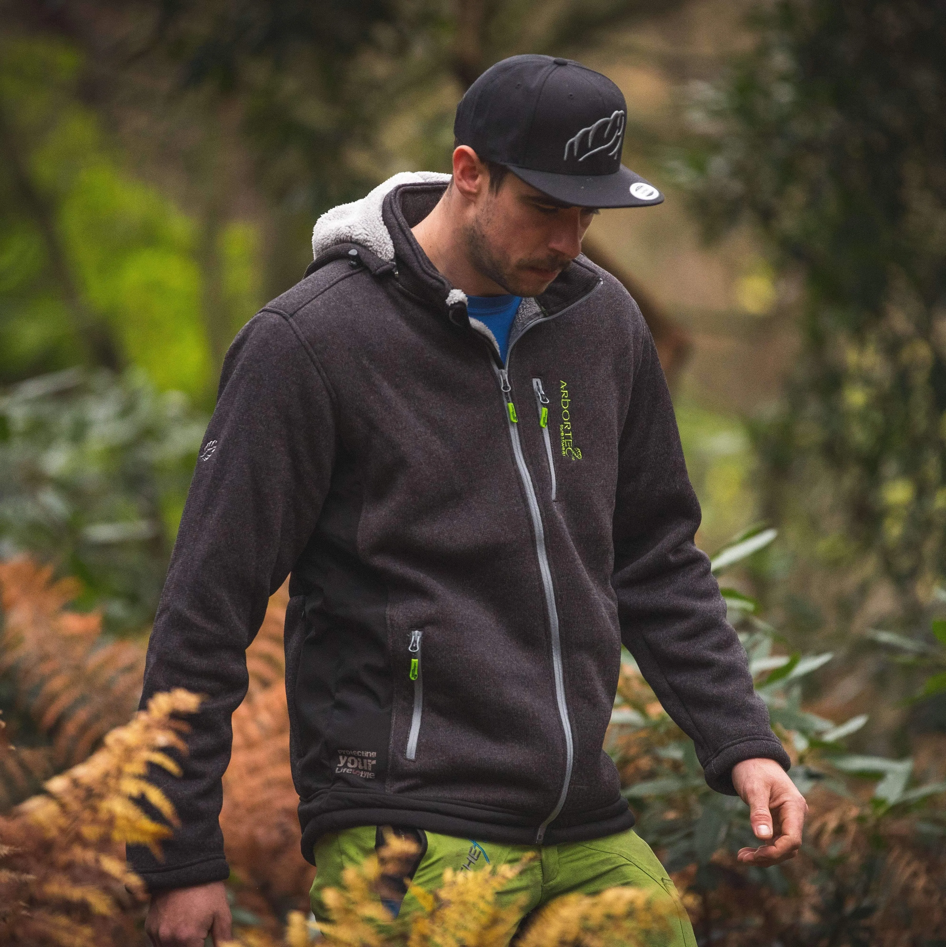 Yeti Knitted Fleece Lined Hooded Jacket - Grey