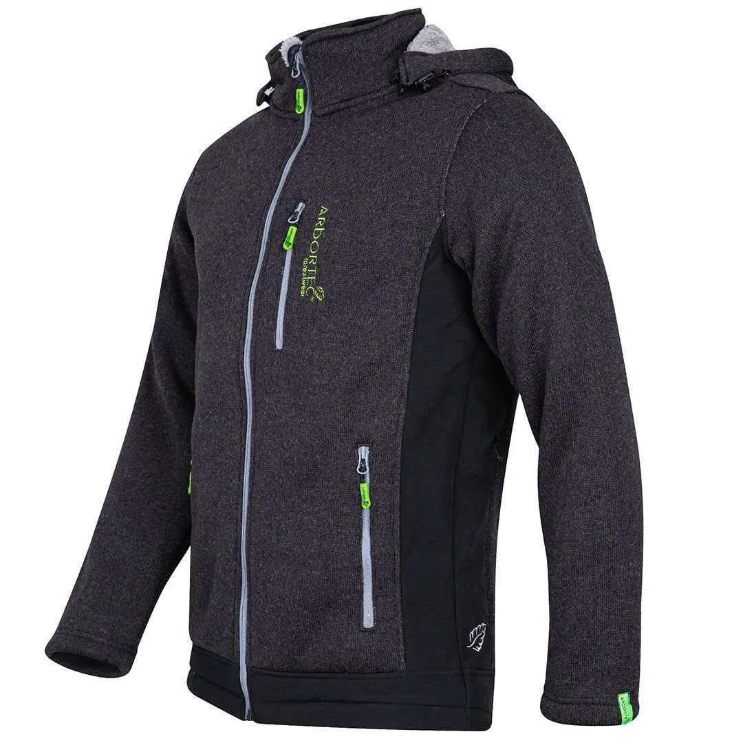 Yeti Knitted Fleece Lined Hooded Jacket - Grey