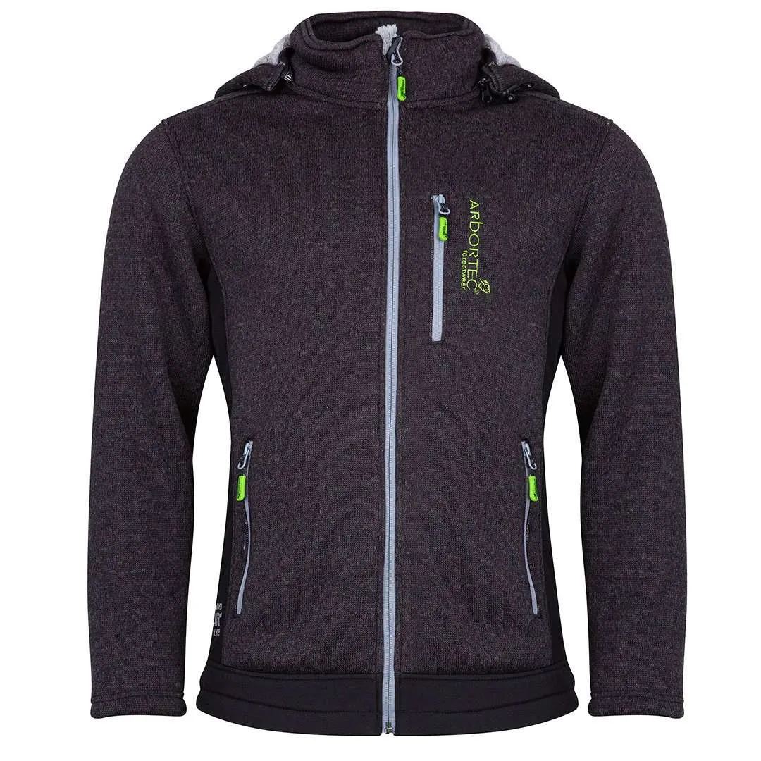 Yeti Knitted Fleece Lined Hooded Jacket - Grey