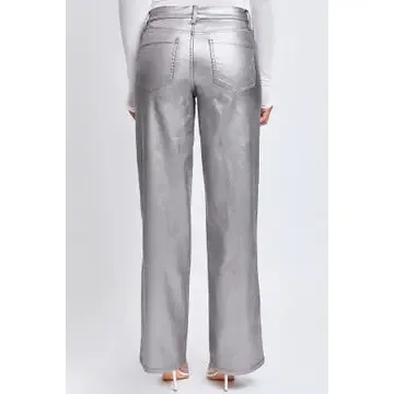 YMI High Rise Straight Leg Metallic