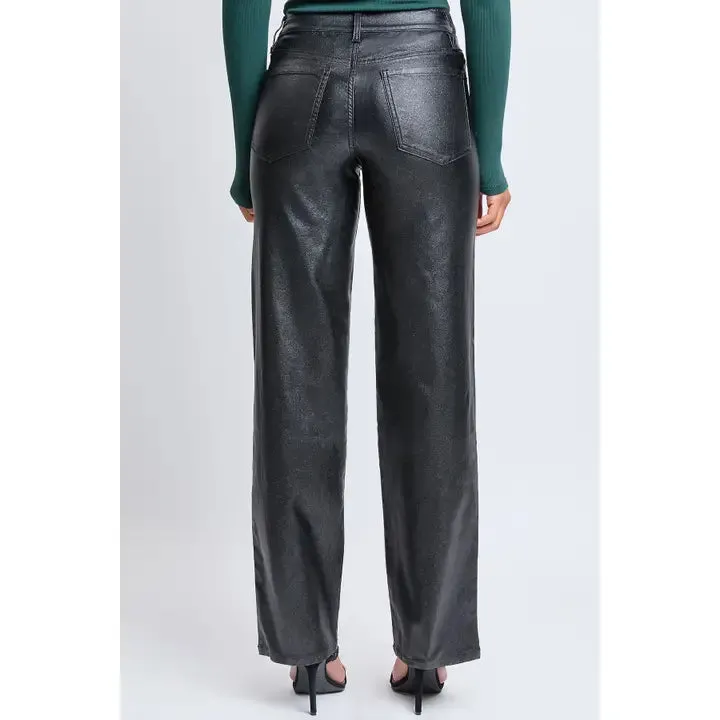 YMI High Rise Straight Leg Metallic