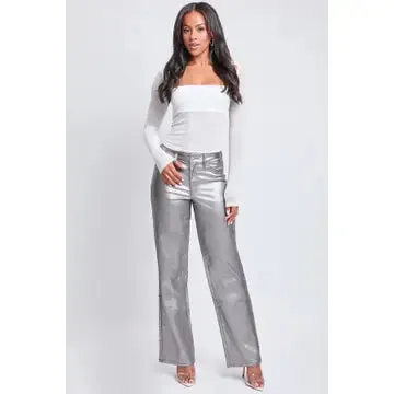 YMI High Rise Straight Leg Metallic