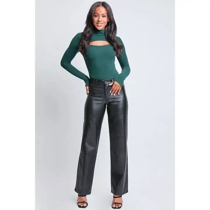 YMI High Rise Straight Leg Metallic