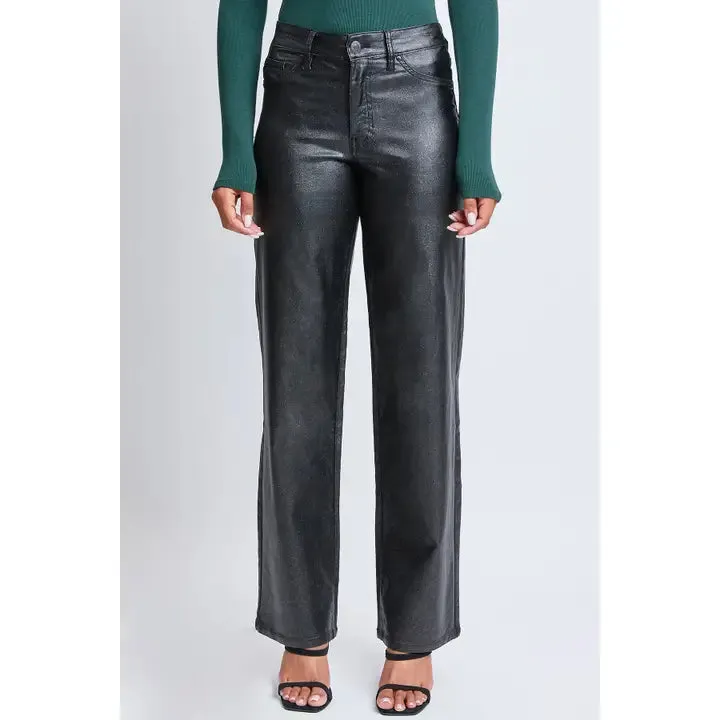 YMI High Rise Straight Leg Metallic