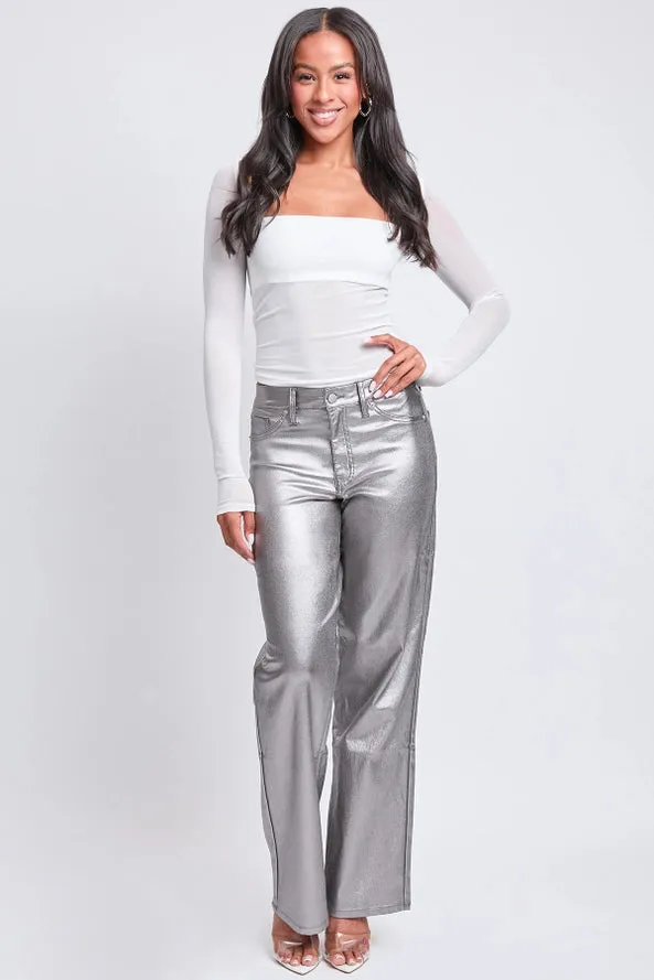 YMI High Rise Straight Leg Metallic