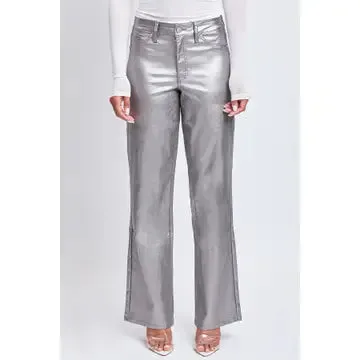 YMI High Rise Straight Leg Metallic