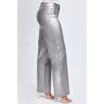 YMI High Rise Straight Leg Metallic
