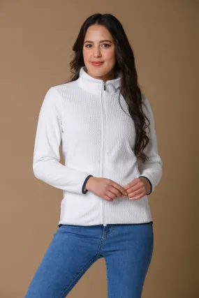 Zig Zag Full Zip Top - White