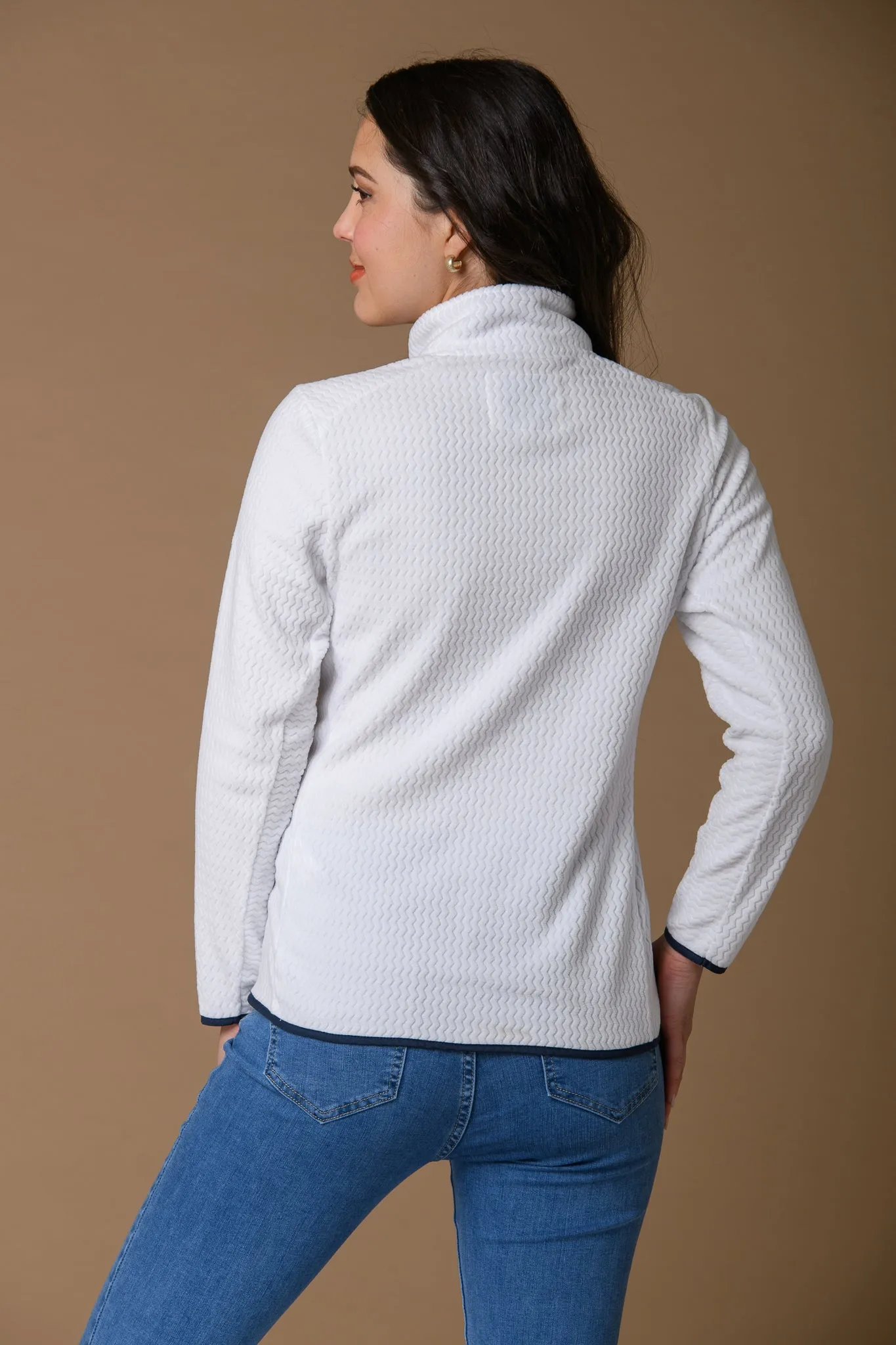 Zig Zag Full Zip Top - White
